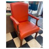 VINTAGE ORANGE & WOOD ACCENT CHAIR