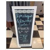 WHITE FRAMED CHALKBOARD SIGN