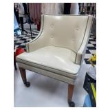 VINTAGE ROLLING SIDE CHAIR, CREAM/GREEN ACCENTS