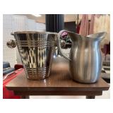 1 LOT: METAL PITCHER & ICE BUCKET