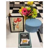 1 LOT: ASSORTED DECOR INCLUDING FRAMED PICTURE, YE