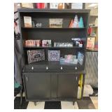 BLACK WOODEN SHELVING UNIT
