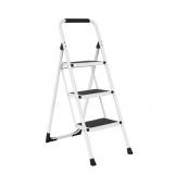 3-STEP IRON FOLDING STEP STOOL LADDER 330 LBS. LOA