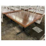 36 X 36 SOLID WOOD DINING TABLE W/ CAST IRON BASES