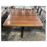 48 X 30 SOLID WOOD DINING TABLE W/ CAST IRON BASES