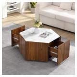 $213 JUDSON RETRO 31.5 IN. WALNUT AND WHITE HEXAGO