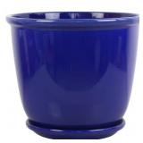 1 LOT OF 1-DELPHINE BLUE GLAZED PLASTIC PLANTER (1