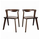 $742 SHELUN III RICH WALNUT WOOD DINING CHAIRS WIT