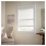 WHITE CORDLESS PREMIUM FAUX WOOD BLINDS WITH 2.5 I