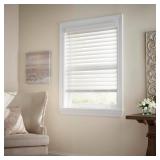 WHITE CORDLESS PREMIUM FAUX WOOD BLINDS WITH 2.5 I