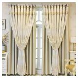 AMIDOUDOU 1 PAIR EUROPEAN DOUBLE LAYER CURTAINS WI