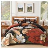 ANDENCY FLORAL BOHO QUILT KING SIZE BEDDING SET BL