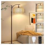 ARC FLOOR LAMPS FOR LIVING ROOM RATTAN BOHO FLOOR