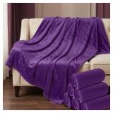 PREBOUN 6 PCS 50" X 60" PURPLE SOFT FUZZY FLEECE T