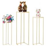 3PCS CYLINDER PEDESTAL STANDS FOR PARTIES, SQUARE