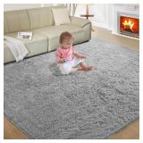 ULTRA SOFT RUG FOR LIVING ROOM, 5X8 FLUFFY SHAG AR