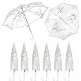 6 PACK MINI WHITE LACE UMBRELLA BULK SEQUINS EMBRO