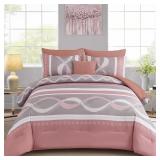 ANIBEDDING COMFORTER SET KING SIZE,8 PIECES PINK B
