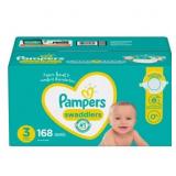 PAMPERS SWADDLERS DISPOSABLE DIAPERS SIZE 3, 168 C