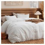BEDSURE QUEEN COMFORTER SET, WHITE SOFT PREWASHED