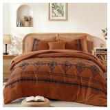 MAIR VE KING SIZE COMFORTER SET BURNT ORANGE, EMBR