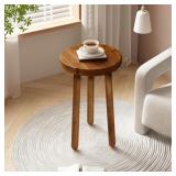 11.8" ROUND 18" TALL WOOD PLANT STAND | TEAK WOOD