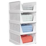 4 PACK STACKABLE CLOSET STORAGE BASKET - STACKABLE