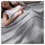 BEDSURE COOLING COTTON WAFFLE KING SIZE BLANKET -