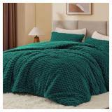 BEDELITE FLUFFY QUEEN COMFORTER SET - DARK GREEN F