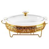 11" X 7" CERAMIC OVAL CASSEROLE DISH WITH GLASS LI