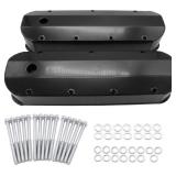 BLACK TALL FABRICATED ALUMINUM VALVE COVERS FOR BI