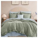 BLOOMHAVEN QUEEN COMFORTER SET - 7 PIECES RUFFLE S