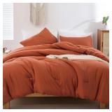 ROSGONIA KING SIZE COMFORTER SET BURNT ORANGE,3PCS