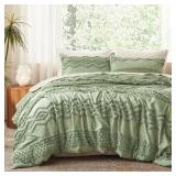 LUXUDECOR SAGE GREEN TUFTED COMFORTER SET FULL SIZ