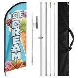 ICE CREAM FLAG, 11FT WINDLESS FEATHER FLAG WITH AL