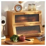 GHWIE DOUBLE LAYER BAMBOO BREAD BOX FOR KITCHEN CO