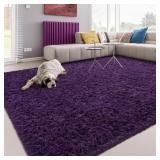 SOFTLIFE DARK PURPLE 8X10 AREA RUG FOR LIVING ROOM