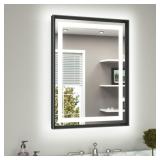 TETOTE 22 X 30 BATHROOM LED MIRROR BRUSHED BLACK M