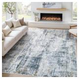 6X9 AREA RUG FOR LIVING ROOM: WASHABLE ABSTRACT SO