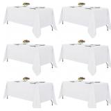 FITABLE WHITE TABLECLOTHS FOR RECTANGLE TABLES, 6