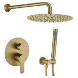 $190 IRIBER BRUSHED GOLD SHOWER SYSTEM WALL MOUNTE