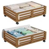 WISUCE BAMBOO UNDER BED STORAGE CONTAINERS- UNDERB