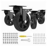 5 INCH CASTER WHEELS,SET OF 4 HEAVY DUTY,BLACK IND