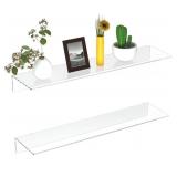 $36 FEMELI 2 PCS 24" Acrylic Floating Shelves, Cle