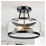$84 11.8" Black and Gold Semi Flush Mount Ceiling