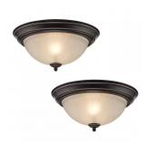 12.75 IN 2-LIGHT OIL RUBBED BRONZE FLUSH MOUNT CEI