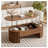 $244 47.2 IN. BROWN OVAL MDF COFFEE TABLE WITH LIF
