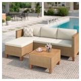 $380 PHI VILLA 3PC RATTAN SET BEIGA CUSHION