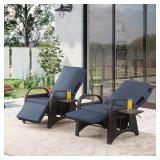 $548 MENTON 2-PIECES BROWN WICKER OUTDOOR RECLINER