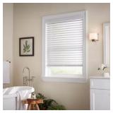 WHITE CORDLESS ROOM DARKENING FAUX WOOD BLIND/SHAD